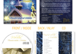 Obal CD Melódia - Vianočné melódie: Návrh jednotlivých dielov obalu CD (FRONT / INSIDE, BACK / INLAY), potlač CD